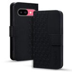 Per Google Pixel 9a Business Diamond Buckle Custodia in pelle con cordino (nero)