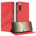 Per Sony Xperia 10 V 2023 Custodia per telefono in pelle retrò con portafoglio multifunzionale in rilievo (rosso)