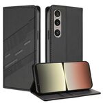Per Sony Xperia 1 VI 2024 Custodia per telefono in pelle retrò con portafoglio multifunzionale in rilievo (nero)
