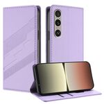 Per Sony Xperia 1 VI 2024 Custodia per telefono in pelle retrò con portafoglio multifunzionale in rilievo (viola chiaro)