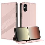 Per Sony Xperia 5 V Custodia per telefono in pelle retrò con portafoglio multifunzionale in rilievo (rosa)