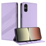 Per Sony Xperia 5 V Custodia per telefono in pelle retrò multifunzionale con portafoglio in rilievo (viola chiaro)