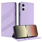 Per Sony Xperia 10 VI Custodia per telefono in pelle retrò con portafoglio multifunzionale in rilievo (viola chiaro)