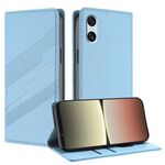 Per Sony Xperia 10 VI Custodia per telefono in pelle retrò multifunzionale in rilievo (azzurro chiaro)