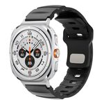 Per Samsung Galaxy Watch Ultra 47mm Silver Connector Reverse Buckle Fluororubber Watch Band (Nero)