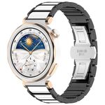 Cinturino per orologio in metallo bianco con fibbia a farfalla in lega di zinco da 18 mm (nero + bianco)