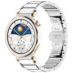 Cinturino per orologio in metallo bianco con fibbia a farfalla in lega di zinco da 18 mm (argento + bianco)