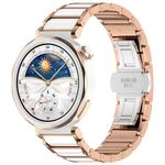 Cinturino per orologio in metallo bianco con fibbia a farfalla in lega di zinco da 18 mm (oro rosa + bianco)