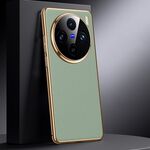 Per vivo X100s Custodia per telefono in vera pelle per PC (verde)