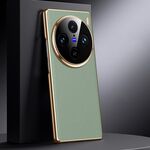 Per vivo X100 Pro Custodia per telefono in vera pelle per PC (verde)