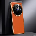 Per vivo X100 Pro Custodia per telefono in vera pelle per PC (arancione)