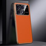 Per Redmi K70 Custodia per telefono in vera pelle per PC (arancione)