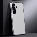 Per Samsung Galaxy S24 5G Custodia per telefono in vera pelle per PC (bianca)