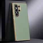 Per Samsung Galaxy S24 Ultra 5G Custodia per telefono in vera pelle per PC (verde)