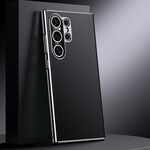Per Samsung Galaxy S24 Ultra 5G Custodia per telefono in vera pelle per PC (nero)