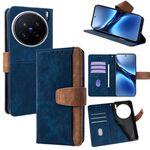 Per vivo X200 Pro Custodia per telefono con cuciture colorate in pelle e blocco RFID (blu)