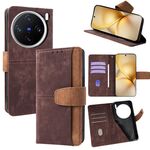 Per vivo X200 Pro mini Custodia per telefono in pelle con cuciture colorate e protezione RFID (marrone)