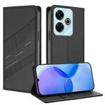 Custodia in pelle retrò con portafoglio multifunzionale in rilievo per Redmi 13 4G (nera)