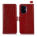 Custodia per telefono in pelle di vacchetta con strato superiore in coccodrillo per Honor 400 (rosso)