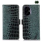 Custodia per telefono in pelle di vacchetta con strato superiore in coccodrillo per Honor 400 (verde)