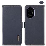Per Honor 400 KHAZNEH Custodia per telefono in vera pelle con magnete laterale Litchi RFID (blu)