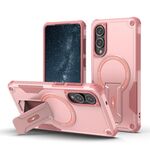 Per Samsung Galaxy S25 Edge 5G Armor MagSafe Holder Custodia per telefono in TPU ibrido per PC (rosa)