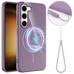 Custodia antiurto MagSafe in TPU lucido per Samsung Galaxy S23 5G con cordino (viola)