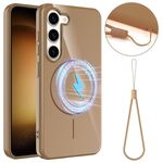 Custodia antiurto MagSafe in TPU lucido per Samsung Galaxy S23 5G con cordino (oro)