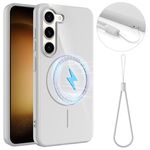 Custodia antiurto MagSafe in TPU lucido per Samsung Galaxy S23 5G con cordino (bianca)