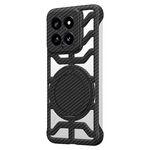 Custodia per telefono Xiaomi 14 con supporto girevole in fibra di carbonio cava MagSafe (nera)
