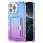 Per iPhone 16 Pro Custodia per telefono con copertura completa in TPU + slot per scheda PC con colore sfumato (blu viola)