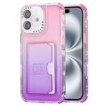 Per iPhone 16 Plus Custodia per telefono con copertura completa in TPU + slot per scheda PC a colori sfumati (rosa viola)
