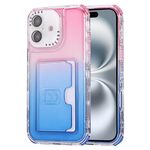 Per iPhone 16 Plus Custodia per telefono con copertura completa in TPU + slot per scheda PC a colori sfumati (rosa blu)