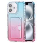 Per iPhone 16 Plus Custodia per telefono con copertura completa in TPU + slot per scheda PC con colore sfumato (azzurro cielo rosa)