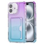 Per iPhone 16 Plus Custodia per telefono con copertura completa in TPU + slot per scheda PC con colore sfumato (viola cielo blu)