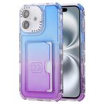 Per iPhone 16 Plus Custodia per telefono con copertura completa in TPU + slot per scheda PC a colori sfumati (blu viola)
