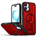 Per iPhone 16 Plus MagSafe PC Phone Case con supporto per obiettivo (rosso)
