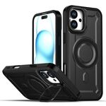 Per iPhone 16 Plus MagSafe PC Phone Case con supporto per obiettivo (nero)