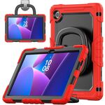 Per Lenovo Tab 10.1 TB-311XU/FU D Type Custodia per tablet PC ibrida in silicone con supporto per maniglia (rosso)