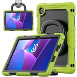 Per Lenovo Tab 10.1 TB-311XU/FU D Type Custodia per tablet PC ibrida in silicone con supporto per maniglia (giallo verde)