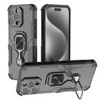 Per iPhone 16 Pro Max Custodia per telefono in TPU ibrido con supporto in metallo per PC (nero)