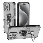 Per iPhone 16 Pro Max Custodia per telefono in TPU ibrido con supporto in metallo per PC (grigio)