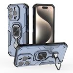 Per iPhone 16 Pro Custodia per telefono in TPU ibrido con supporto in metallo per PC (blu)