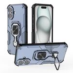 Per iPhone 16 Plus Custodia per telefono in TPU ibrido con supporto in metallo per PC (blu)