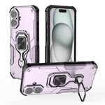 Per iPhone 16 Plus Custodia per telefono in TPU ibrido con supporto in metallo per PC (viola)