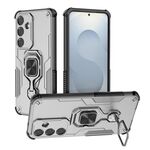 Custodia per telefono ibrida in TPU con supporto in metallo per Samsung Galaxy S25 5G (grigio)