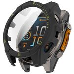 Per Garmin Tactix 8 AMOLED 47mm Pellicola temperata Custodia protettiva per orologio PC integrata (nero verde)