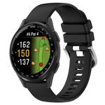 Per Garmin Approach S50 20mm Liquid Glossy Silver Buckle Cinturino in silicone (nero)