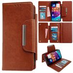 Per iPhone 16e Custodia multifunzionale in pelle per 7 carte (marrone)