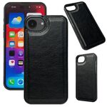 Per iPhone 16e Custodia per telefono con retro in pelle di mucca (nero)